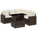 vidaXL 6-delige Loungeset met kussens, polyrattan, bruin