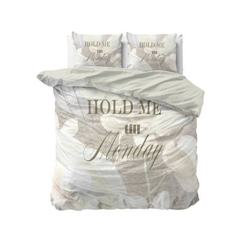Sleeptime lits-jumeaux dekbedovertrek met print 240x220 cm - zand