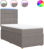 vidaXL Boxspringbed met matras, taupekleurig, 100x200 cm, met stoffen bekleding