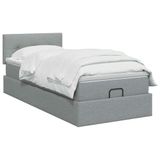 vidaXL Ottomaanse Bed met Matras en LED Lichtgrijs 90 x 190 cm Stof