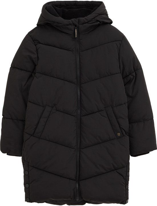 WE Fashion Meisjes lange pufferjas Zwart Maat 158/164
