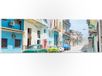 Merkloos / Sans marque PVC Schuimplaat - Gekleurde Geparkeerde Auto's in Kleurrijke Straat - Cuba - 60x20 cm