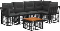 vidaXL Hoek loungeset 5 zitplaatsen Polyester Zwart en Donkergrijs