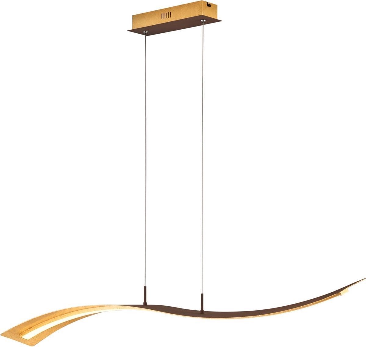 Qualu LED Hanglamp - Torna Salerna - 35W - Warm Wit 3000K - Rechthoek - Mat Goud - Aluminium