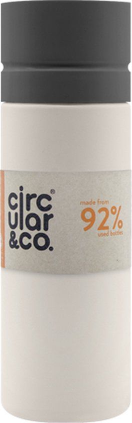Circular&Co. herbruikbare drinkfles - 600ml - Crème/Grijs