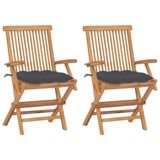VidaXL Tuinstoel Terras Gecapitonneerde zitting Teak Antraciet 3 stuks