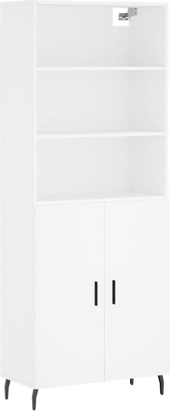 vidaXL Hoge kast 69,5x34x180 cm bewerkt hout wit