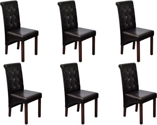 vidaXL Eetkamerstoelen 6 stuks kunstleer bruin