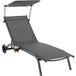 Coast Chaise longue Chaise longue d'extérieur Dossier réglable avec auvent et porte-gobelet - 165-191x61x40-96 cm - Gris
