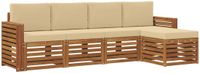 vidaXL Bankenset voor buiten, 5-delig, naturel en beige