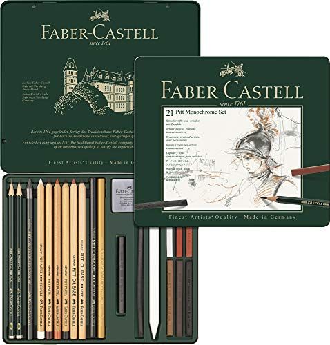 Faber-Castell Pitt monochrome set in metalen etui, medium, 21-delig