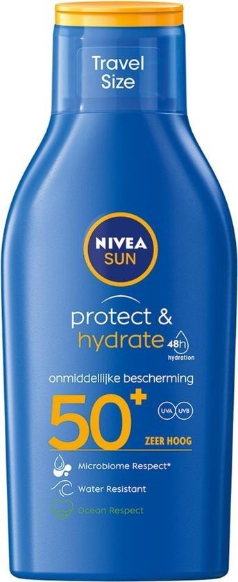 NIVEA SUN Protect &amp; Hydrate Zonnemelk Travelsize - SPF 50 - Mini Zonnebrand - Waterbestendig - 100 ml