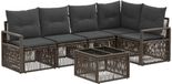 vidaXL Banc de jardin - Set - 6 - pièces - Gris - poly - rotin