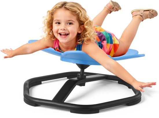 VEVOR Kinderdraaistoel, Sensorische Draaistoel in Bloemvorm, Draagvermogen 100 kg, Sensorisch Speelgoed met Antislip Metalen Voet, Bevordert Coördinatie, Evenwicht en Concentratie, Blauw