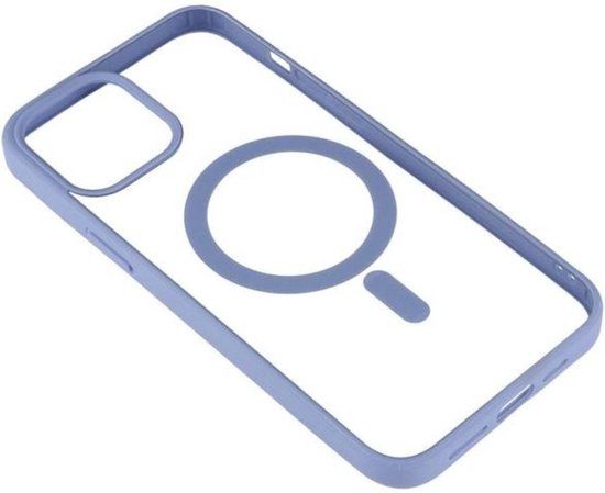 Optimity hoesje iPhone 13 Pro Max - Clear Case Magnetic blauw + Privacy Anti-Spy Screenprotector