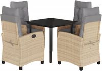 vidaXL 5-delige Tuinset met Kussens, Polyrattan, Beige