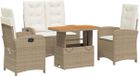 vidaXL Ensemble de jardin 4 pièces avec coussins, beige, polyrotin