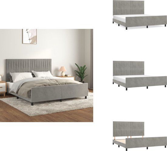 vidaXL Bedframe met hoofdeinde fluweel lichtgrijs 180x200 cm