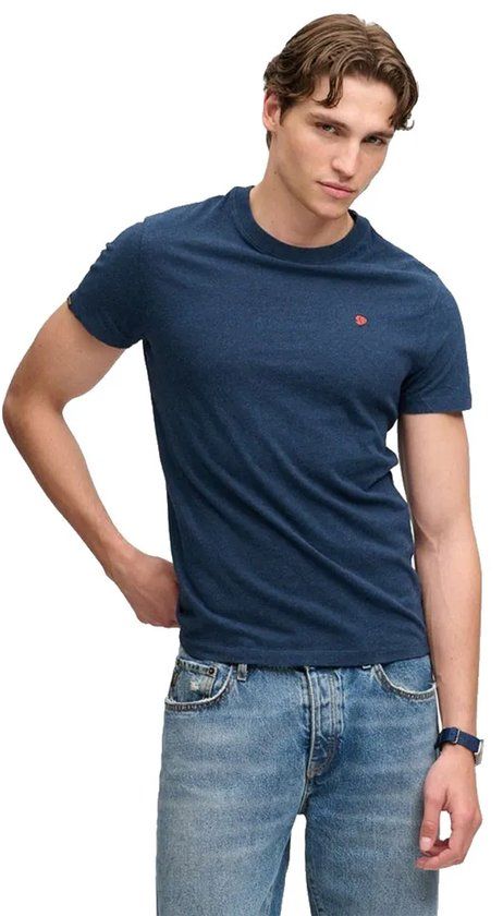 Superdry SD&Co Logo Geborduurde T-shirt Heren Katoen M Donkerblauw Gemêleerd/Oranje