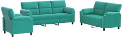 vidaXL Bankstel 3-delig Turquoise Fluweel