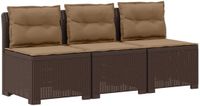 vidaXL 3-zits tuinbank met kussens in rattanlook PP Bruin