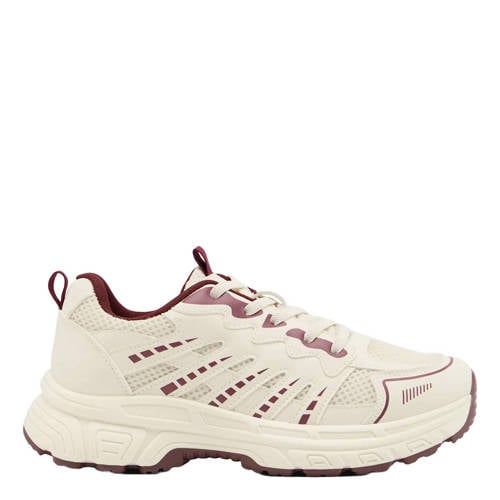 Graceland chunky imitatieleren sneakers - ecru/aubergine
