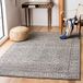 SAFAVIEH Tulum Collection Accent tapijt - 10,5 cm x 16 cm, donkergrijs en ivoor, Marokkaans Boho Distressed Design, pluist niet en onderhoudsvriendelijk, ideaal voor gebieden met veel verkeer bij de
