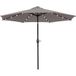 Gris Parasol De Jardin Inclinable Ø265 cm avec 32 Lumières LED Solaires et Manivelle