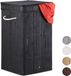 Merkloos Relaxdays Opvouwbare wasmand bamboe - 70 L - Zwart