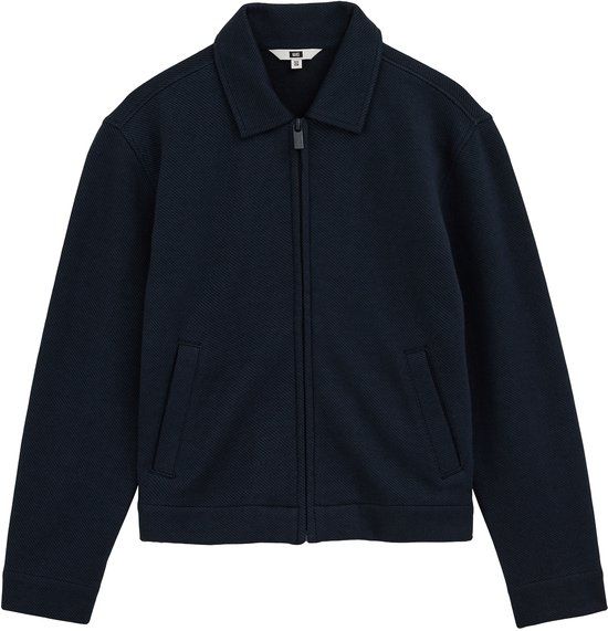 WE Fashion Jongens jack Navy blue Katoen/Elastaan/Polyester Regular Fit Casual Lange mouw Rits Steekzakken 110/116