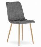 LEOBERT Eetkamerstoel LAVA - Donkergrijs - Houtlook Metalen Poten - Velvet Bekleding