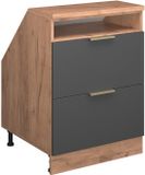 Vicco Rion Kast voor schuine wand – 60 x 81.6 cm met 2 laden, kastromp 60 cm diepte Antraciet-goud