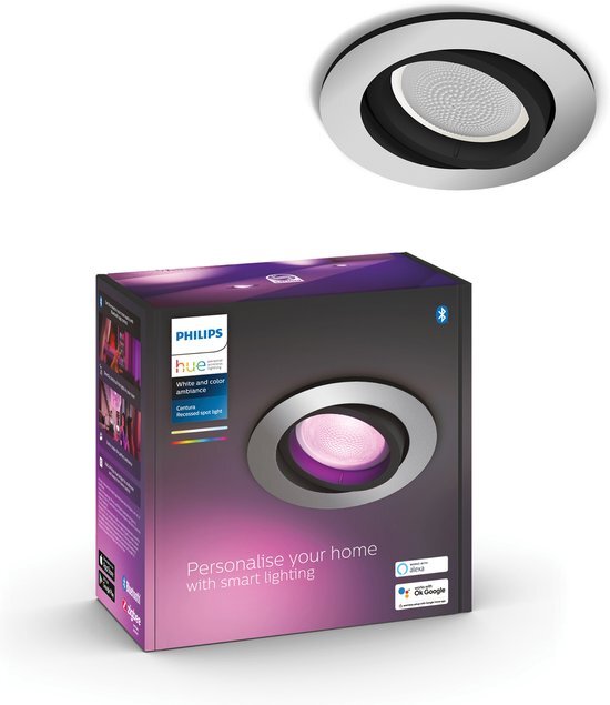 Philips Hue Centura inbouwspot - wit en gekleurd licht - 1-pack - aluminium - rond - GU10