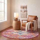 Safavieh Boho tapijt voor woonkamer, eetkamer, slaapkamer, Madison Collection, korte pool, fuchsia en goud, 155 x 155 cm