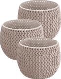 Merkloos Set van 3x Prosperplast plantenpotten - Ø 14.5 cm - Taupe - Kunststof - Voor binnen/buiten
