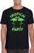 Bellatio Decorations Tropical party T-shirt heren - met glitters - zwart/groen - carnaval/themafeest M
