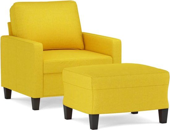 vidaXL Fauteuil met voetenbank stof lichtgeel