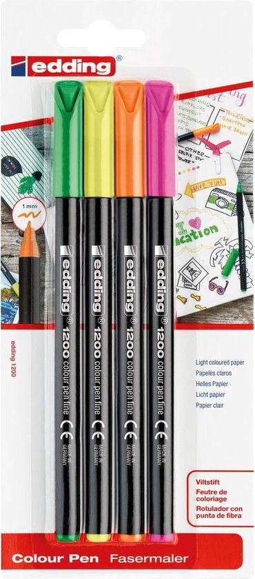 Edding viltstift 1200 - 4 stuks - neon assorti