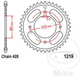 JT-Tandwielen Jt Sprockets 428 Jtr1219.42 Steel Achtertandwiel Zilver 42t