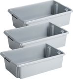 Sunware Nesta opslagbox - 3 stuks - kunststof - 30 liter - lichtgrijs - 59 x 39 x 17 cm - stapelbaar
