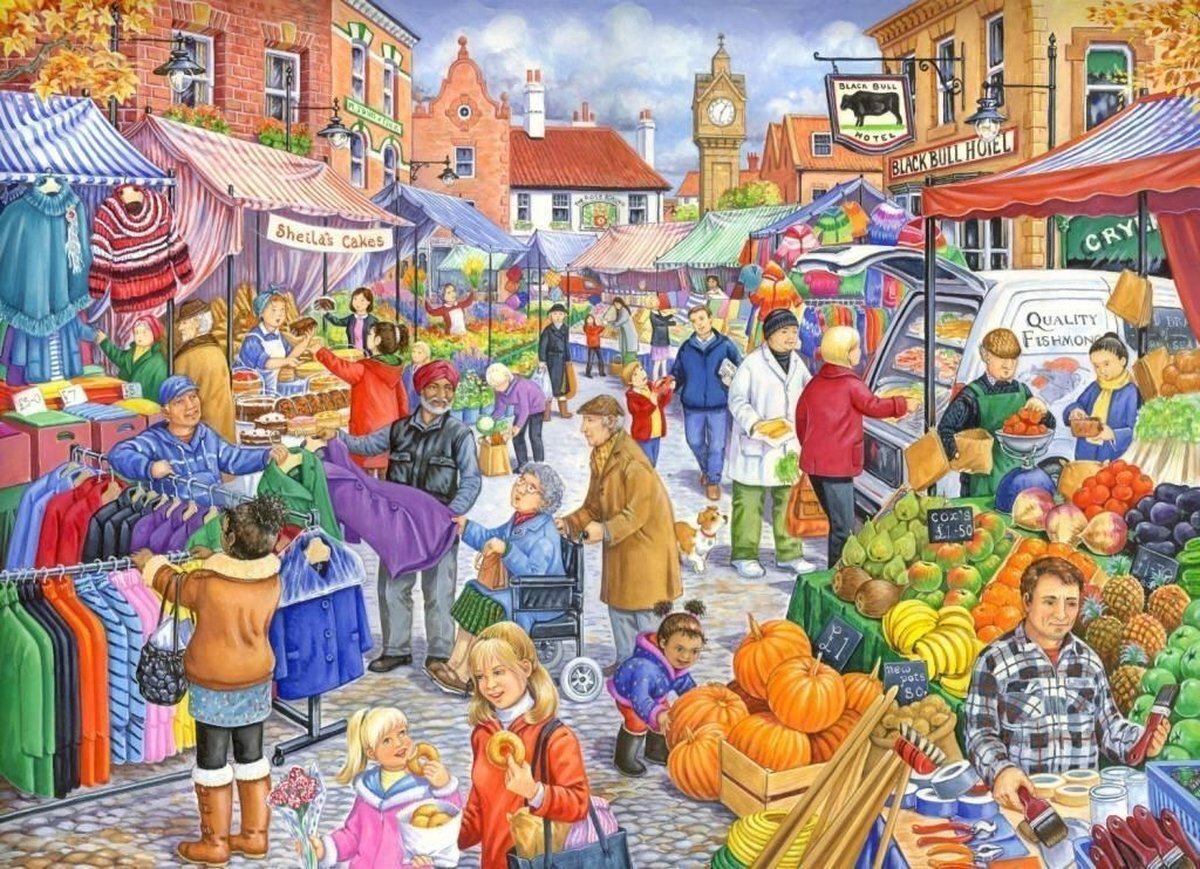 House Of Puzzles Market Day Puzzel 250 Stukjes XL