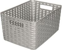 Plasticforte Opbergmand - Kastmand - rotan kunststof - zilver - 10 Liter - 22 x 33 x 16 cm