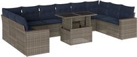 vidaXL - 11-delige - tuinbankset - met - kussens, - grijs - polyrotan