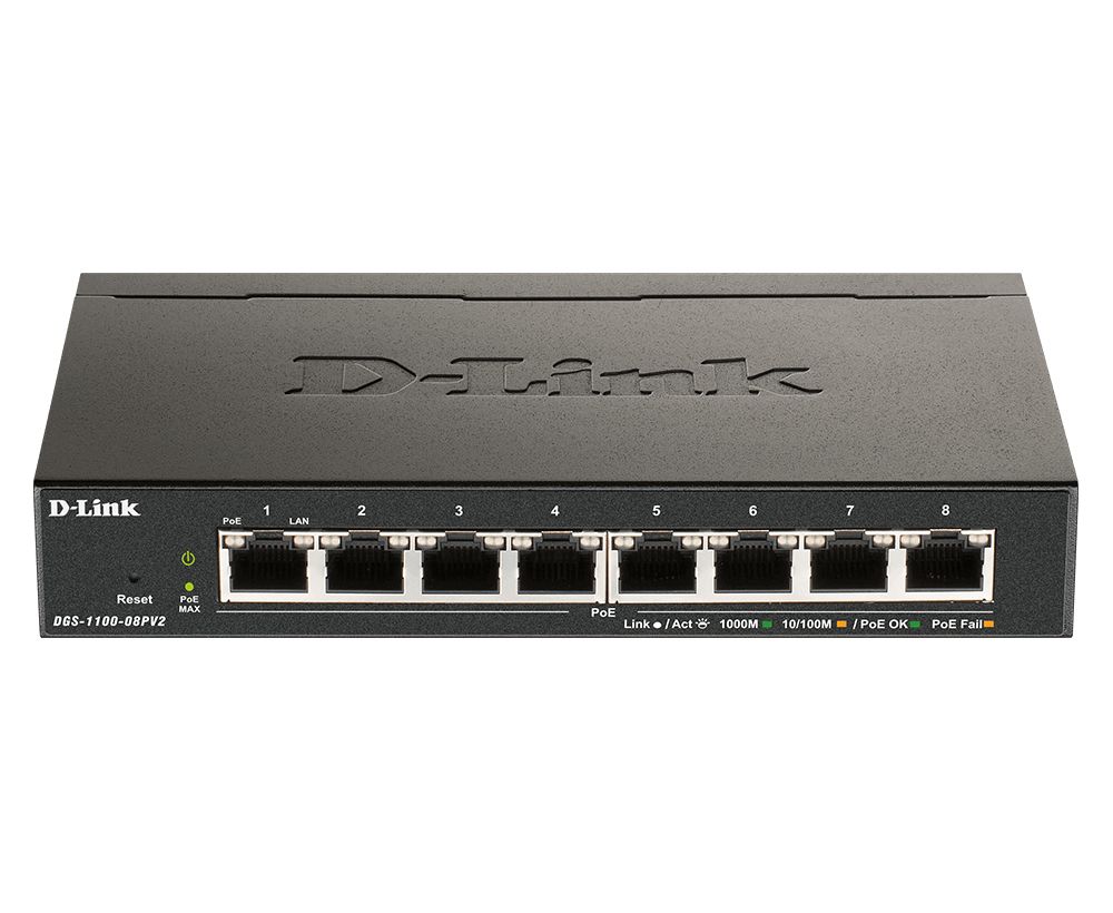 D-Link DGS-1100-08PV2/E - Switch - 8x Gigabit Ethernet - Zwart