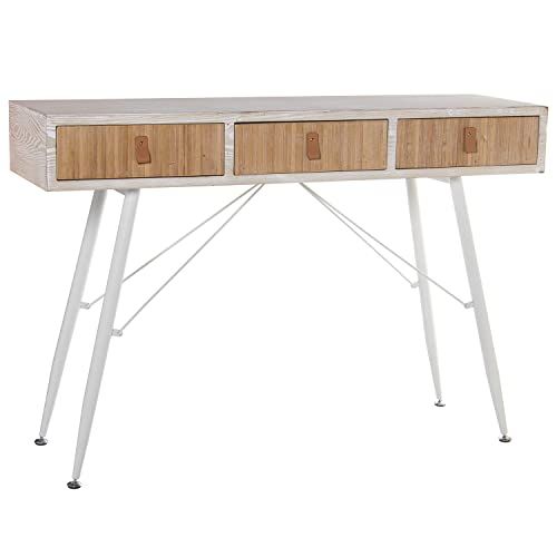 DRW Ingangtafel met 3 schuifladen - Wit en Natuurlijk - 120 x 35 x 81 cm