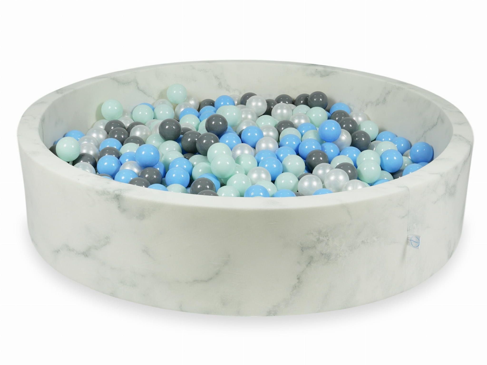 Viking Choice Ballenbak rond marmer 130x30 cm - met 600 ballen - grijs lichtblauw mint parelmoer