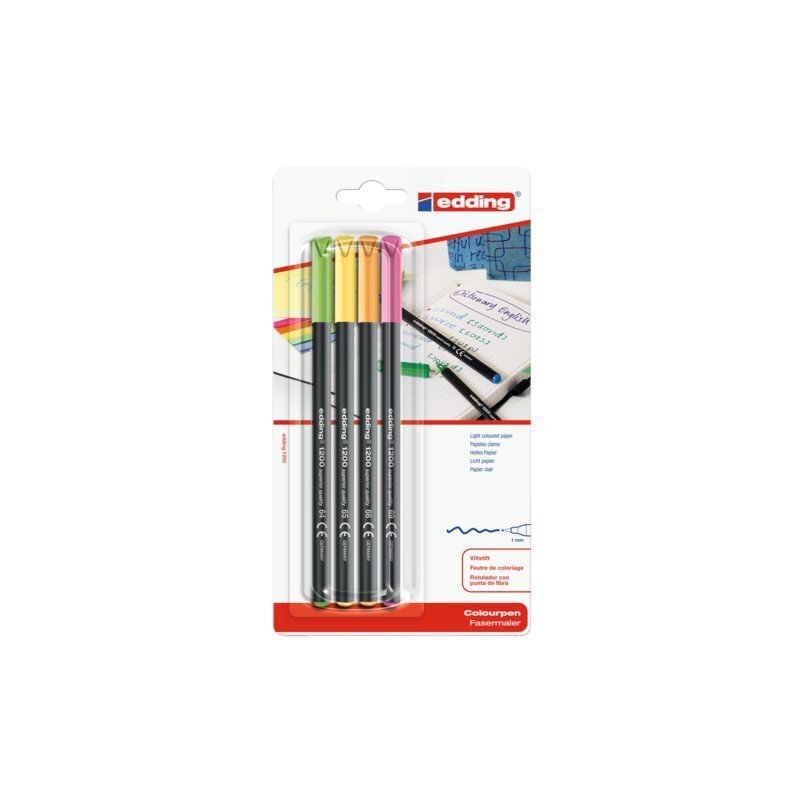 Edding Fineliner 1200 neon assorti 1 mm blister à 4 stuks