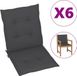 vidaXL Tuinstoelkussens 6 stuks Oxford stof antracietkleurig