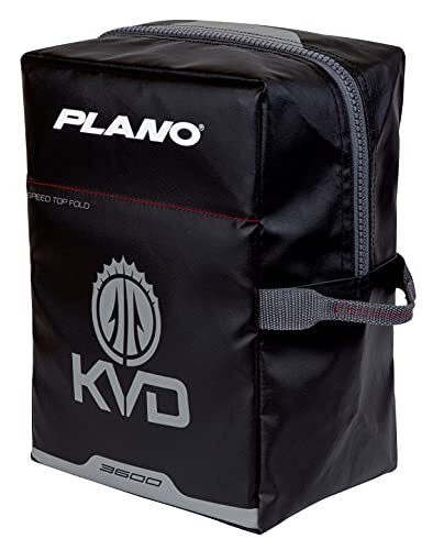 Plano Plano KVD Wormfile Signature Series 3600 Speedbag, zwarte TPE gecoate stof met rode binnenkant en accenten, premium zachte vistas, visgerei opslag voor aas en kunstaas