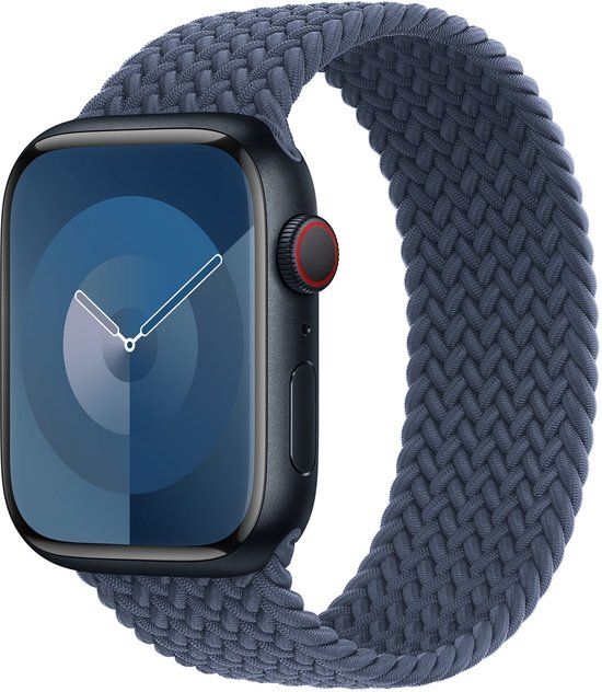 Apple Gevlochten solobandje voor de Apple Watch | 44/45/46/49 mm - Maat 4 - Storm Blue